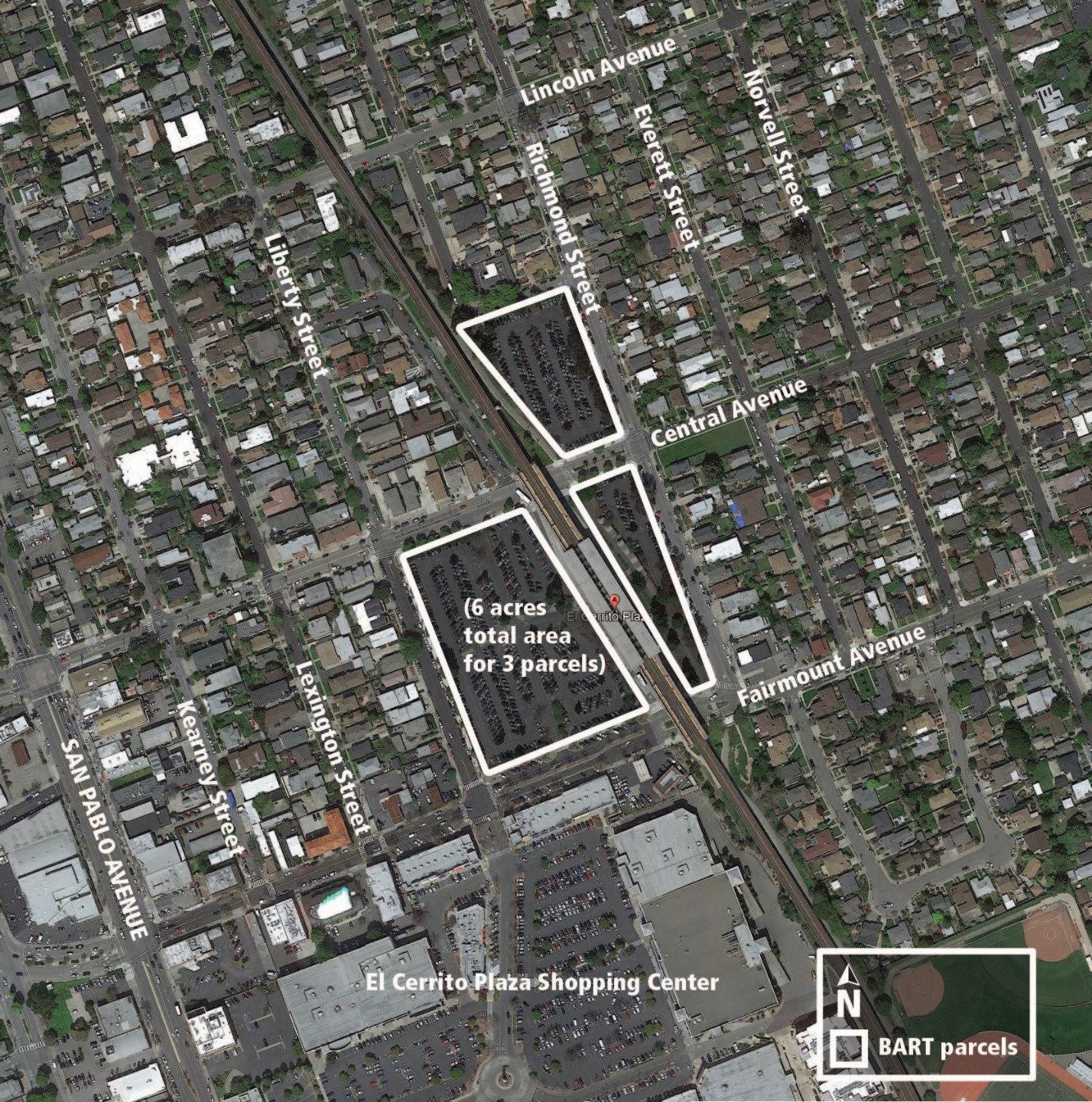 Map of El Cerrito transit oriented development