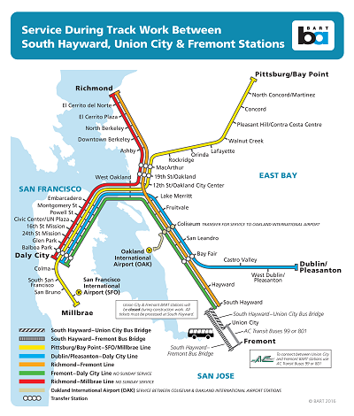 Map of affected area between Fremont & So. Hayward