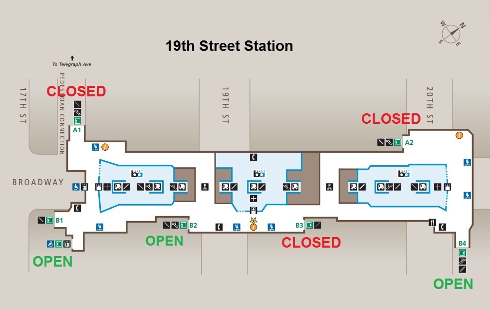 Downtown Oakland 19th St new entrance map