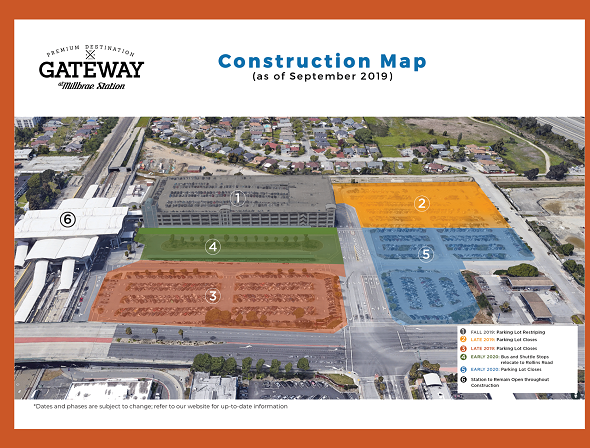 Millbrae parking map of lots to be closed