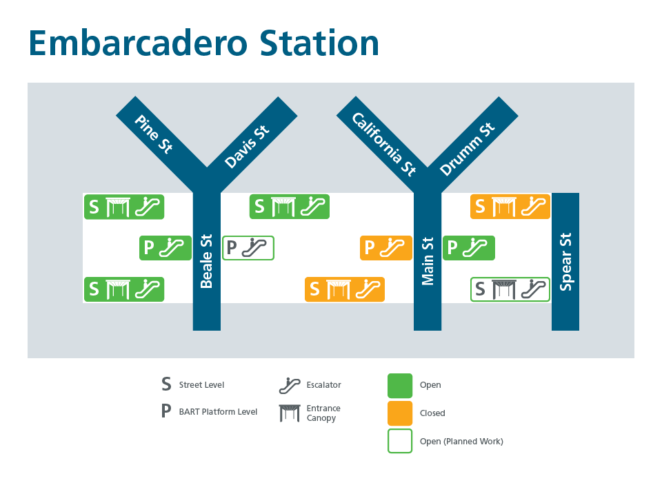 Map of Embarcadero St. Station