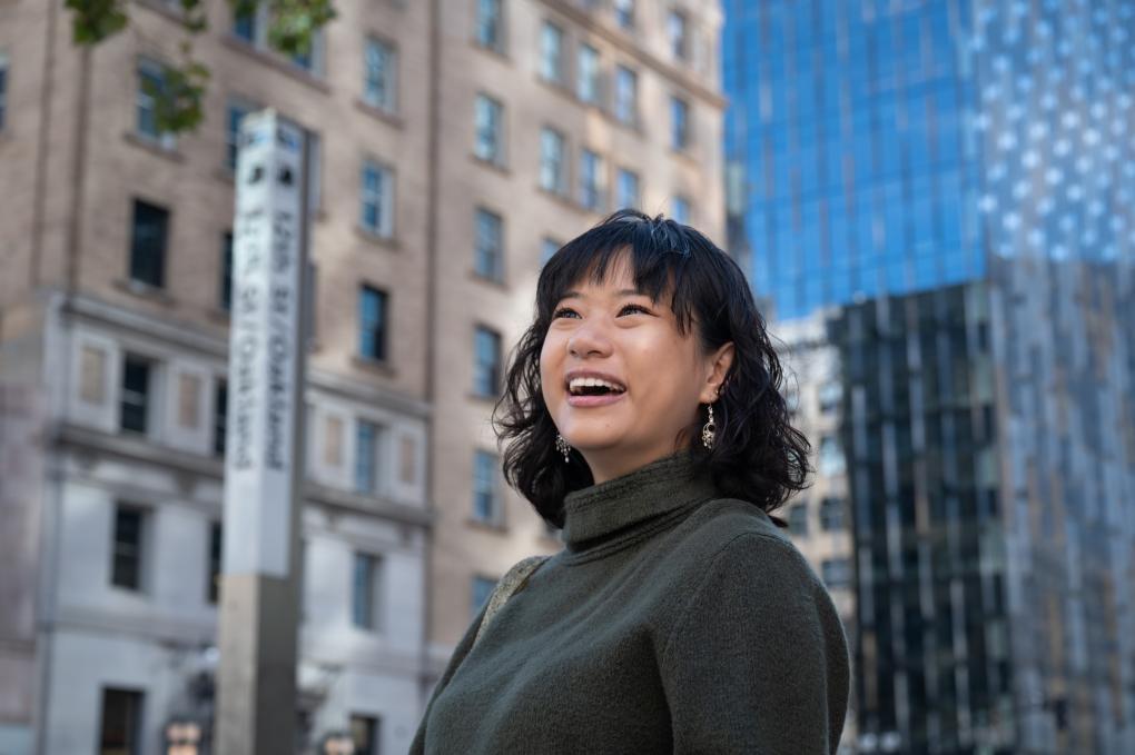 Giovanna Lomanto pictured at 12th Street/Oakland Station. 