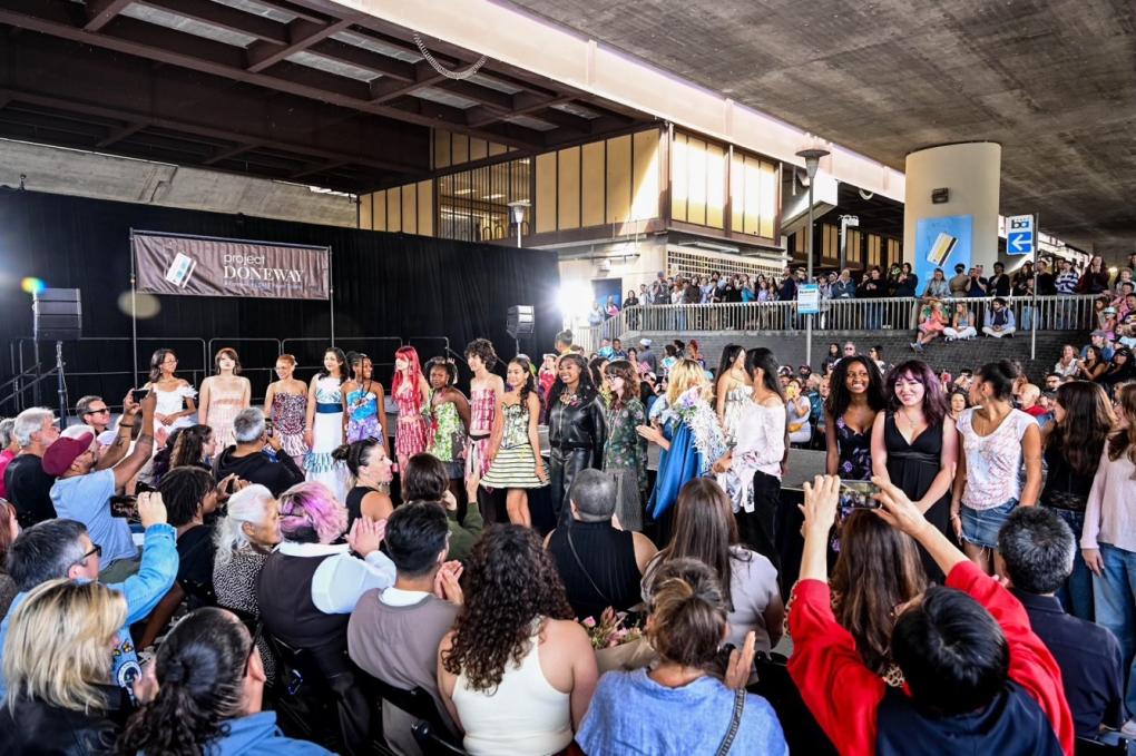 Scenes from BART's Paper Ticket Fashion Show