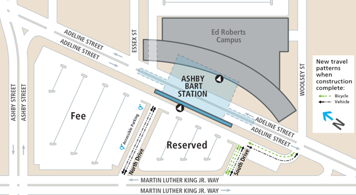 Permanent changes for Ashby Station bicycle connector project