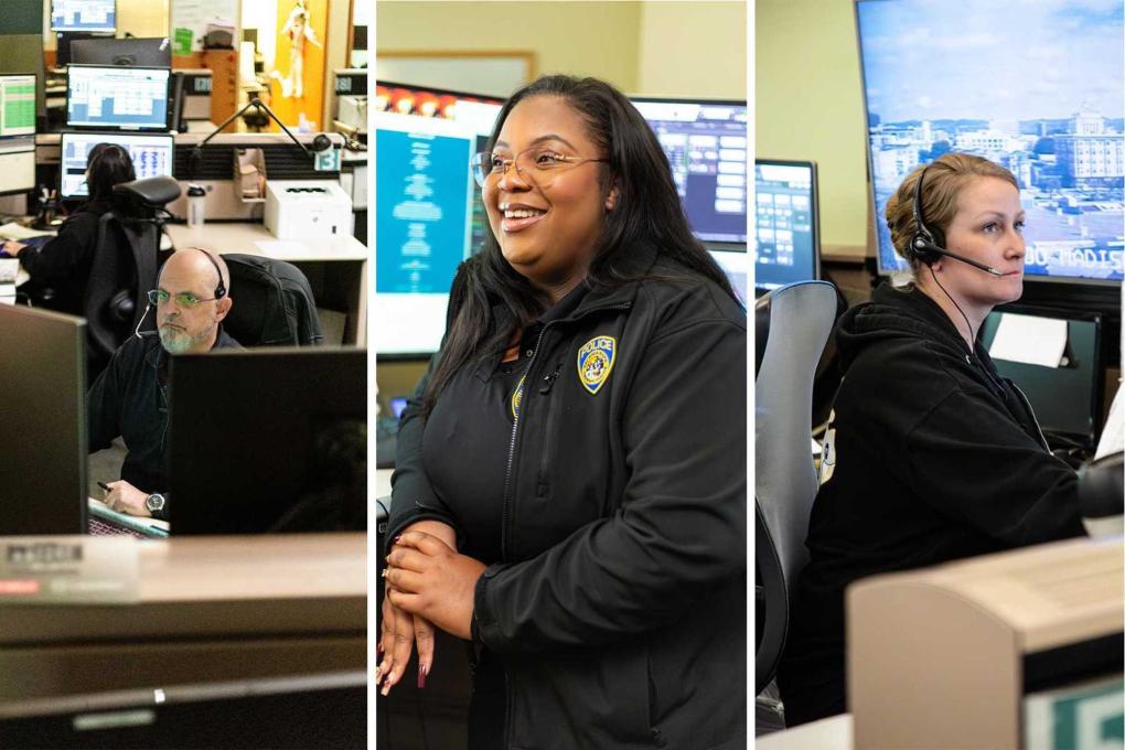 Dispatchers Robert Lowell, Taylor Fulmore, and Kasey Frost are pictured at work.