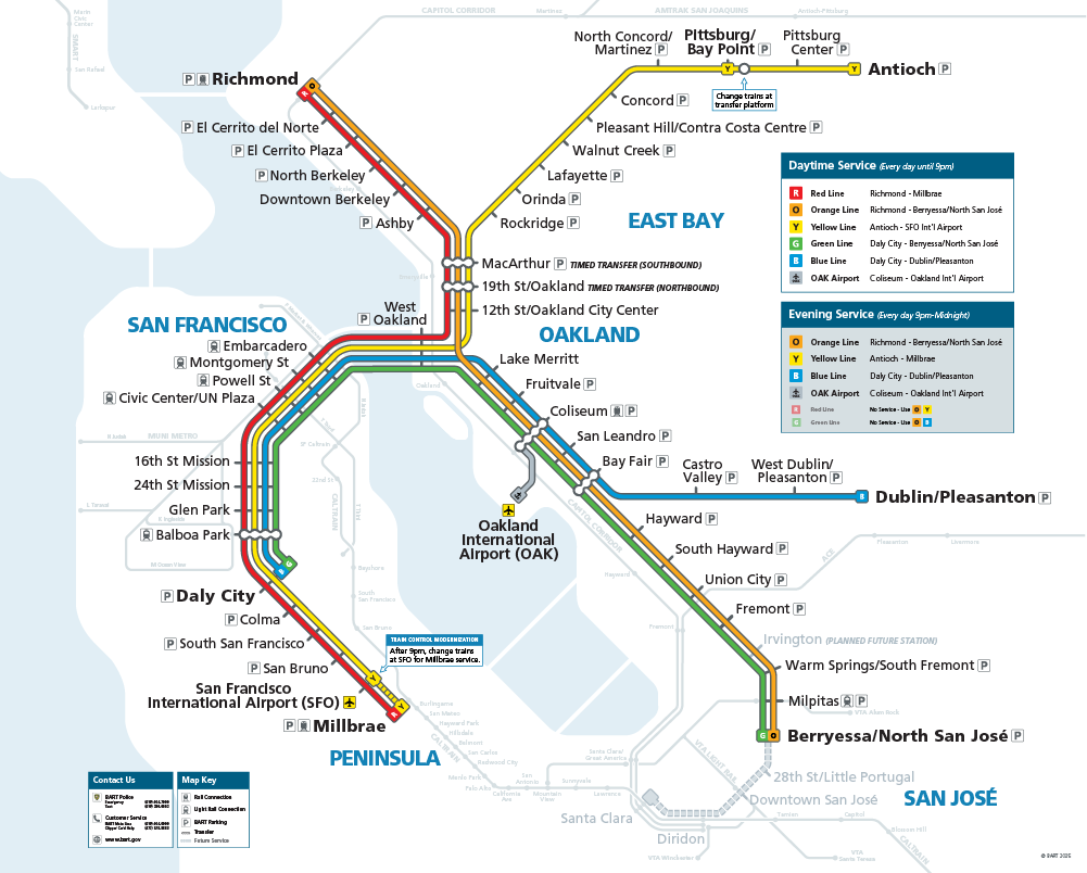 BART system map for Jan 2025