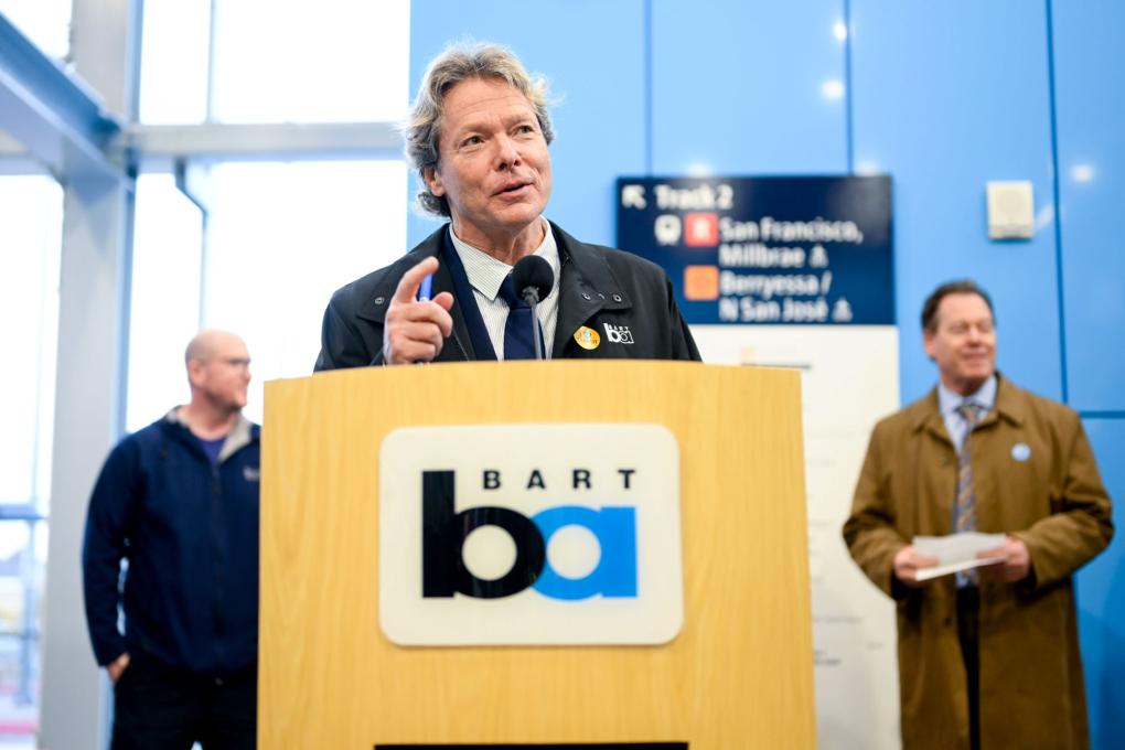 Bob Powers speaks at the El Cerrito press event